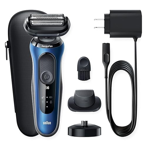 BRAUN SERIES 6 6040CS ELECTRIC FOIL SHAVER WITH CHARGING STAND, PRECISION TRIMMER, WET DRY