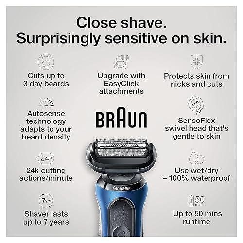BRAUN SERIES 6 6040CS ELECTRIC FOIL SHAVER WITH CHARGING STAND, PRECISION TRIMMER, WET DRY