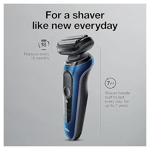 BRAUN SERIES 6 6040CS ELECTRIC FOIL SHAVER WITH CHARGING STAND, PRECISION TRIMMER, WET DRY