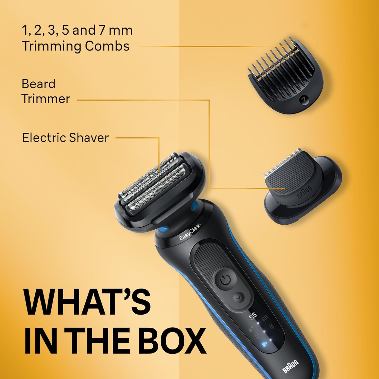 BRAUN SERIES 5 5120S ELECTRIC SHAVER FOR MEN WET DRY FOIL SHAVER WITH TRIMMER, BLUE