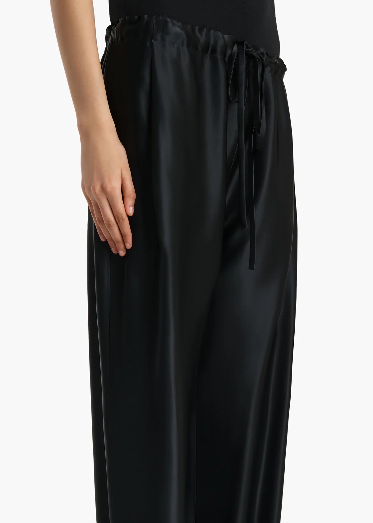 KHAITE ROHEN PANT BLACK SATIN