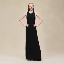HERMES RUFFLED LONG DRESS NOIR