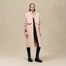 HERMES LONG STORM FLAP COAT ROSE PALOMINO