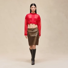 HERMES MIXED KNIT PENCIL SKIRT MARRON MUSCHIO