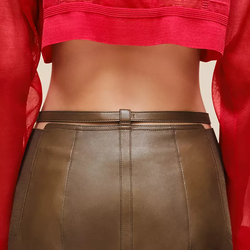 HERMES MIXED KNIT PENCIL SKIRT MARRON MUSCHIO