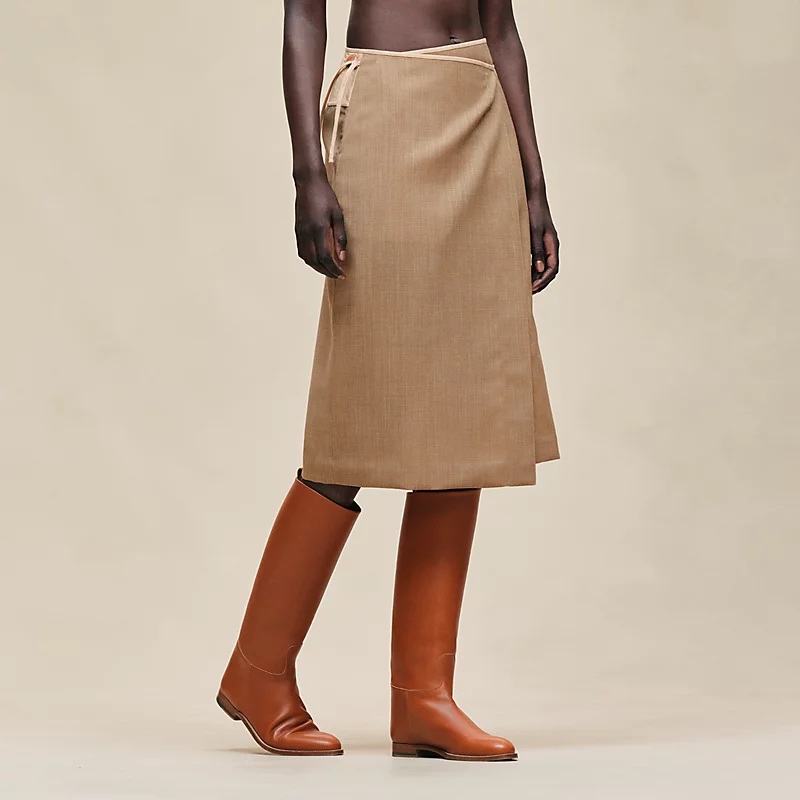 HERMES WRAP SKIRT MARRON PAIN D'éPICE