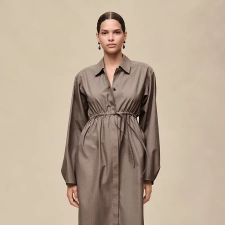 HERMES MOSAIQUE" SHIRT DRESS GRIS / éTOUPE