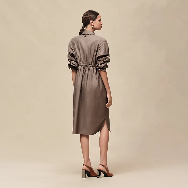 HERMES MOSAIQUE" SHIRT DRESS GRIS / éTOUPE