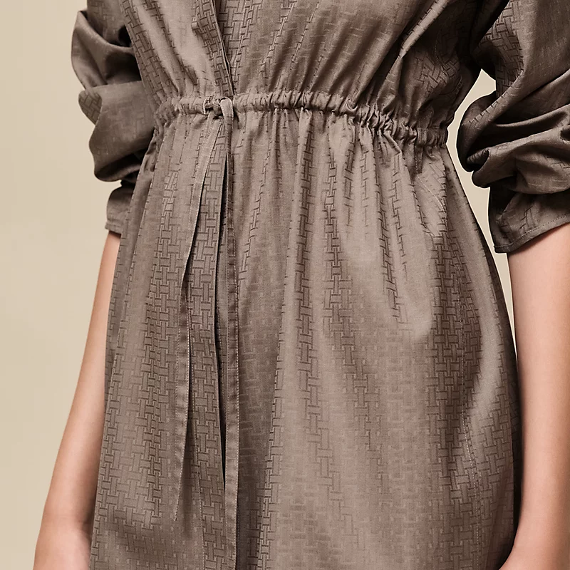 HERMES MOSAIQUE" SHIRT DRESS GRIS / éTOUPE