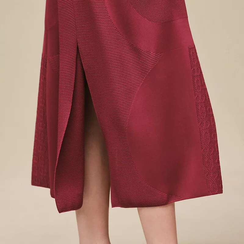 HERMES CHAINE D'ANCRE" LONG CAFTAN DRESS ROSE / LIE DE VIN