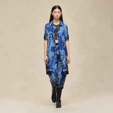 HERMES EX-LIBRIS A MAIN LEVEE" DRESS BLEU LAGUNE