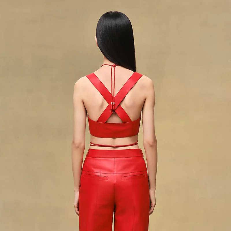 HERMES LACED BRA ROUGE AMAZONE