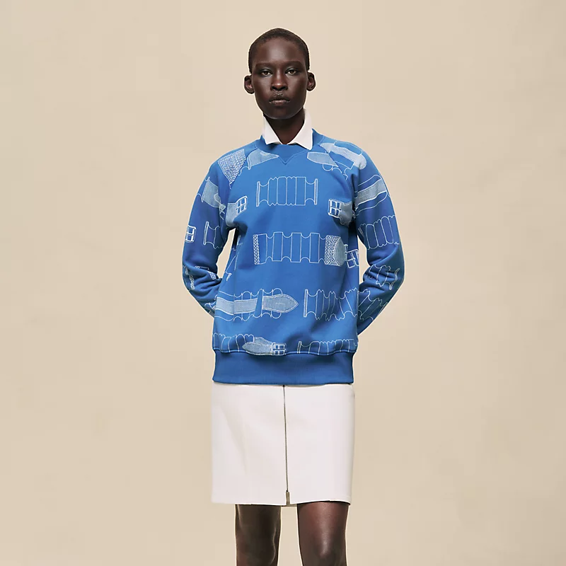 HERMES BRIDE A BLOC" OVERSIZED SWEATSHIRT BLEU COBALT