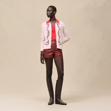 HERMES FERRONNERIE" LONG-SLEEVE CARDIGAN ROSE OPALINE