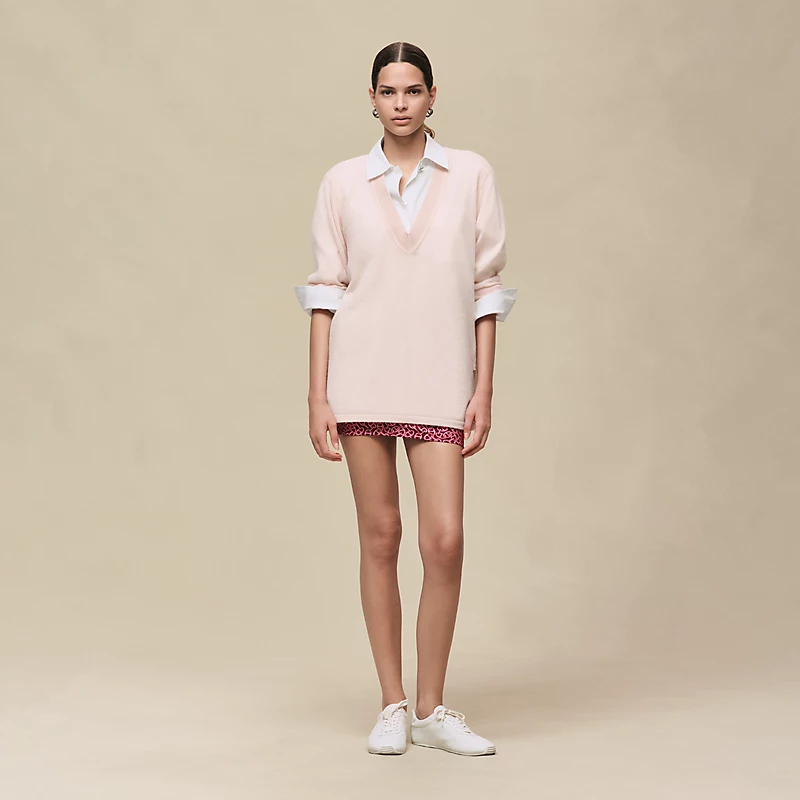 HERMES CASHMERE LONG-SLEEVE SWEATER ROSE PALOMINO