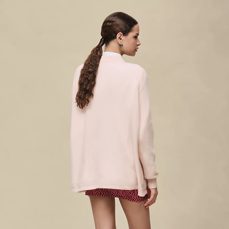 HERMES CASHMERE LONG-SLEEVE SWEATER ROSE PALOMINO