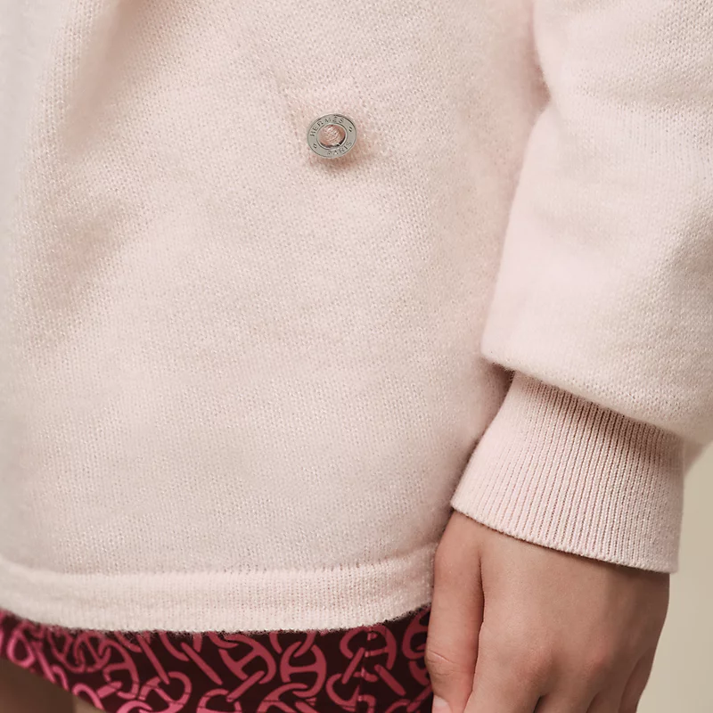 HERMES CASHMERE LONG-SLEEVE SWEATER ROSE PALOMINO