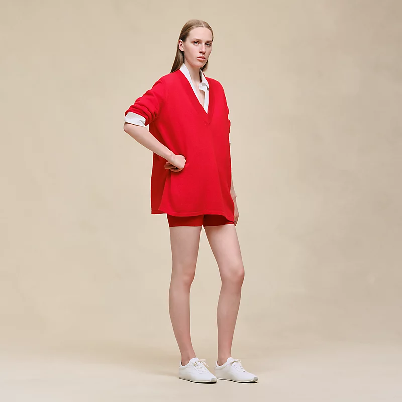 HERMES CASHMERE LONG-SLEEVE SWEATER ROUGE AMAZONE