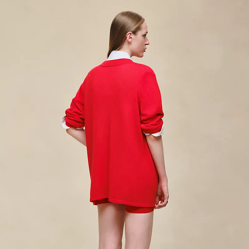 HERMES CASHMERE LONG-SLEEVE SWEATER ROUGE AMAZONE