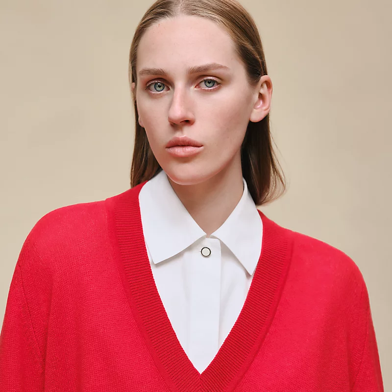 HERMES CASHMERE LONG-SLEEVE SWEATER ROUGE AMAZONE