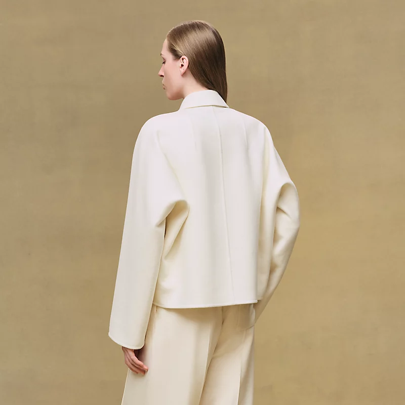 HERMES CASHMERE EMBROIDERED JACKET BLANC NATUREL