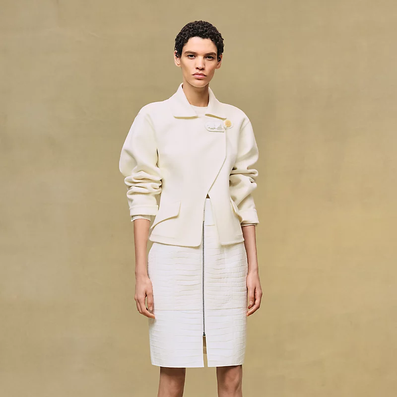 HERMES JEWEL FASTENING JACKET BLANC NATUREL