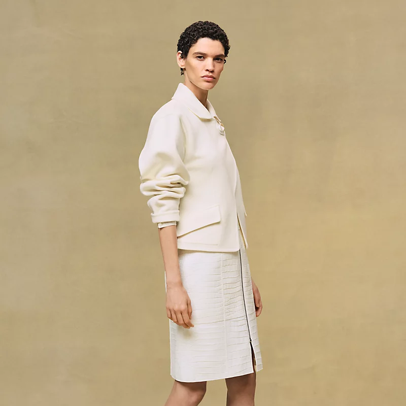 HERMES JEWEL FASTENING JACKET BLANC NATUREL