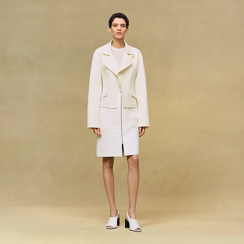 HERMES JEWEL FASTENING JACKET BLANC NATUREL