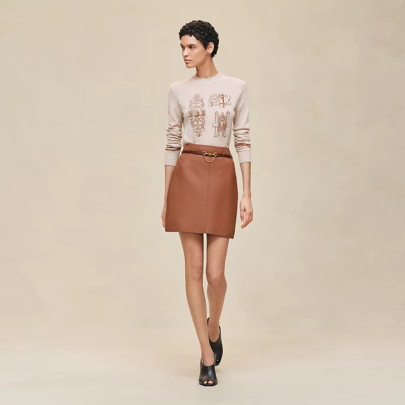 HERMES FERRONNERIE" LONG-SLEEVE SWEATER BEIGE NATUREL