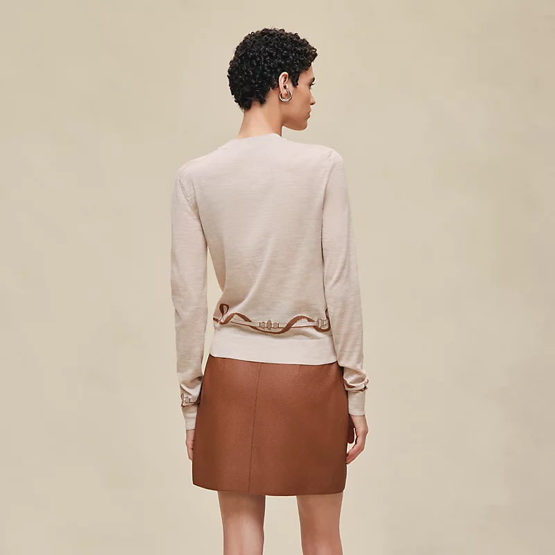 HERMES FERRONNERIE" LONG-SLEEVE SWEATER BEIGE NATUREL