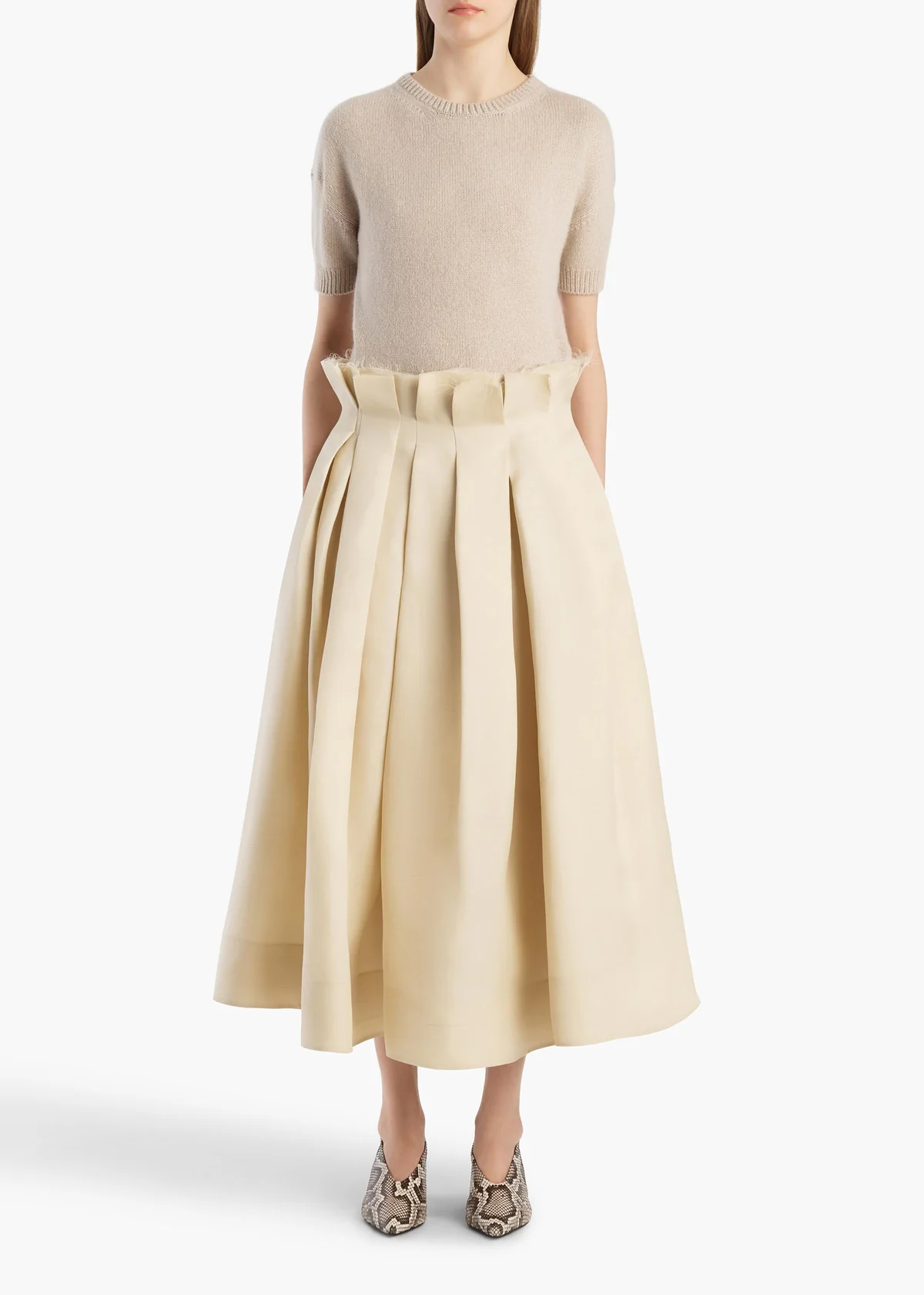 KHAITE ASTRID SKIRT IVORY GLOW