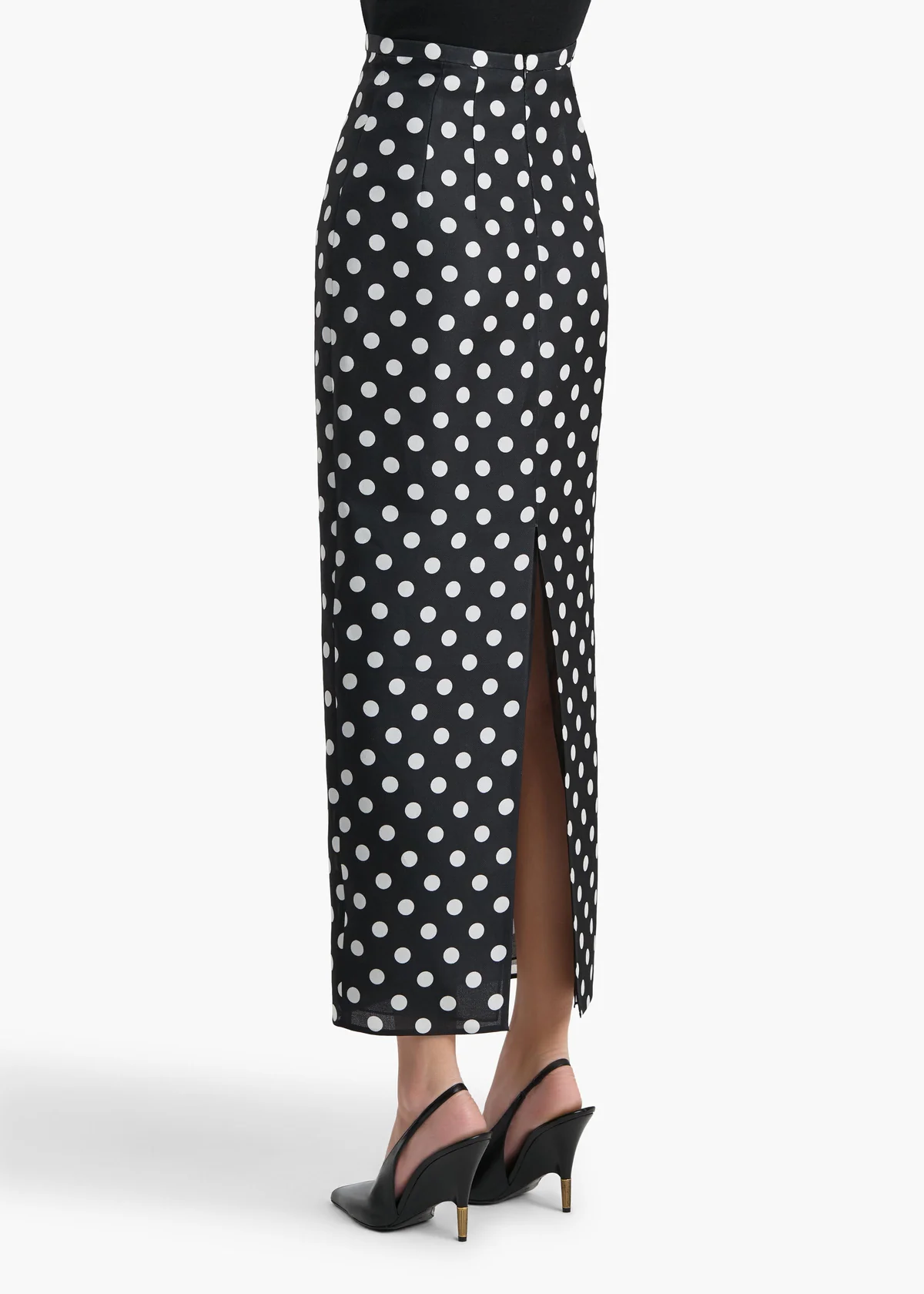 KHAITE WINTON SKIRT BLACK WITH WHITE DOTS