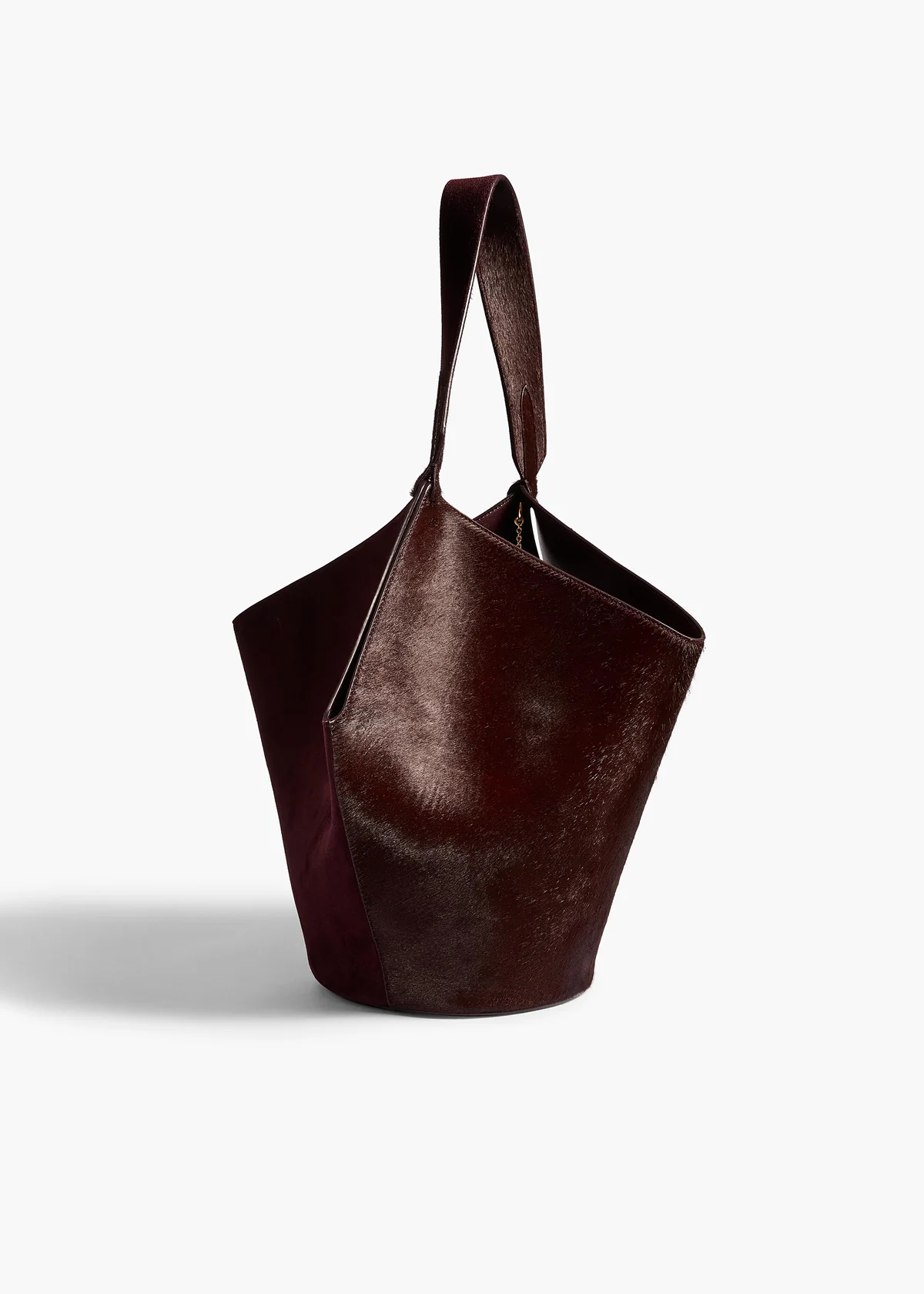 KHAITE SMALL LOTUS TOTE ROUGE NOIR SUEDE AND HAIRCALF