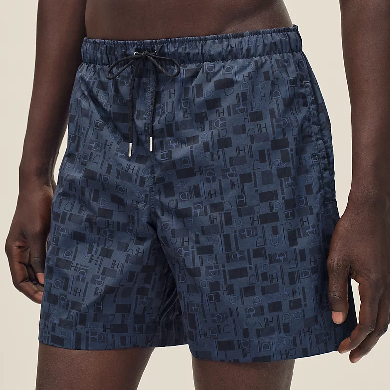 HERMES METAL AU CARRE" SWIM TRUNKS MARINE