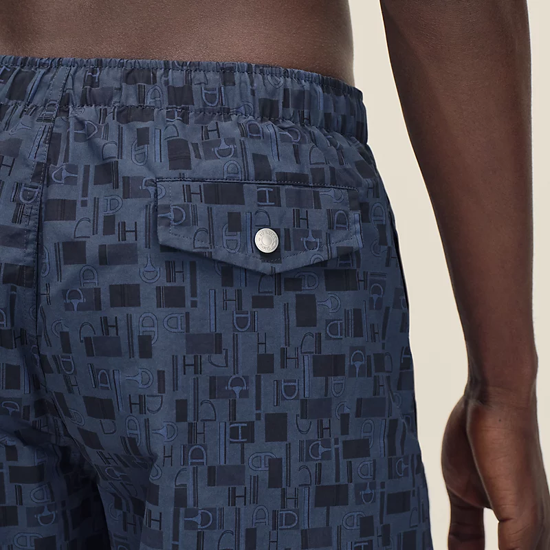HERMES METAL AU CARRE" SWIM TRUNKS MARINE