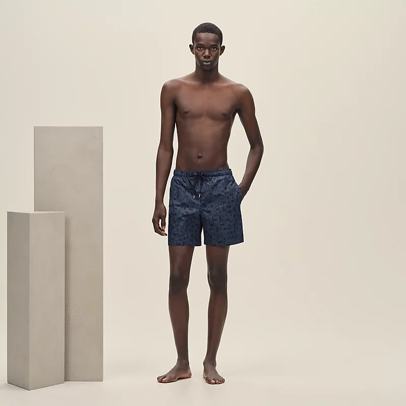 HERMES METAL AU CARRE" SWIM TRUNKS MARINE