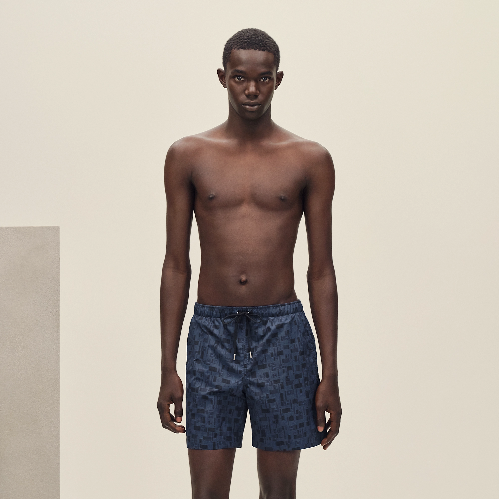 HERMES METAL AU CARRE" SWIM TRUNKS MARINE