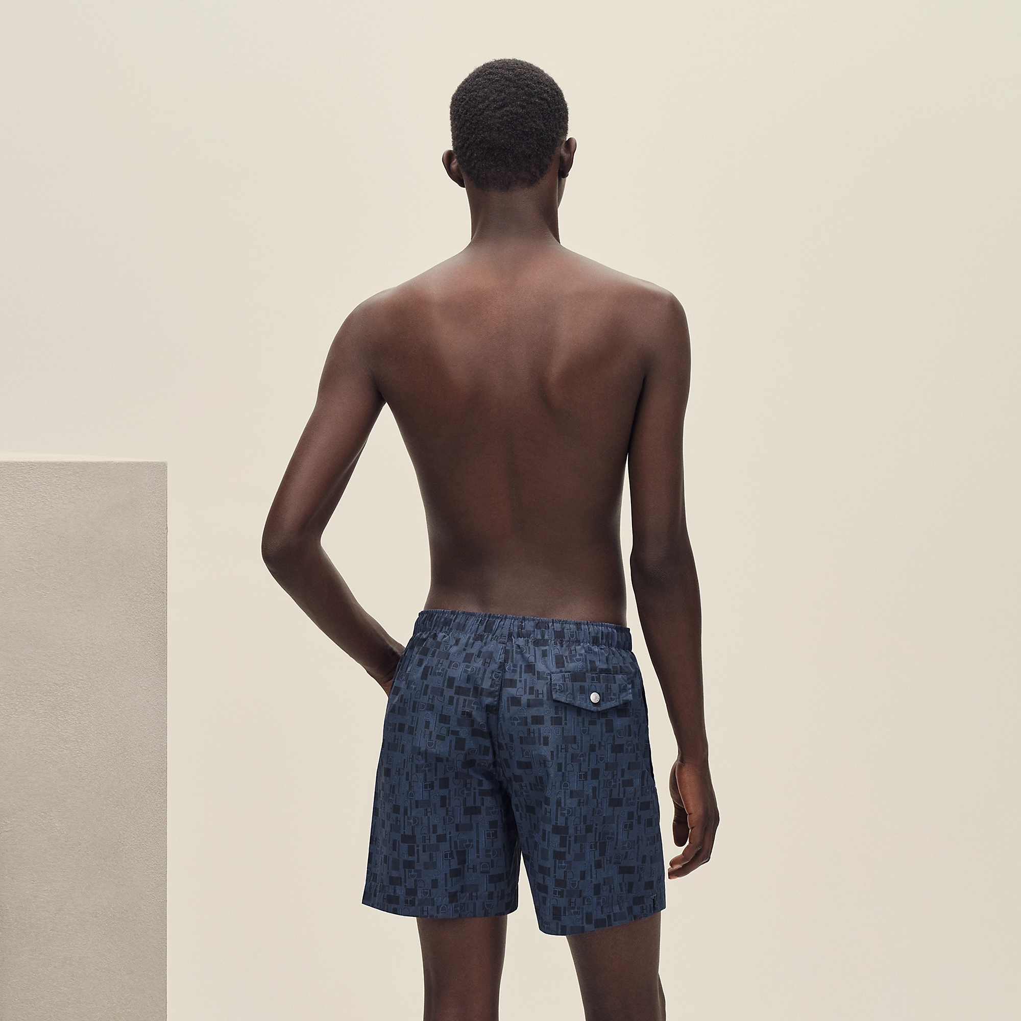HERMES METAL AU CARRE" SWIM TRUNKS MARINE