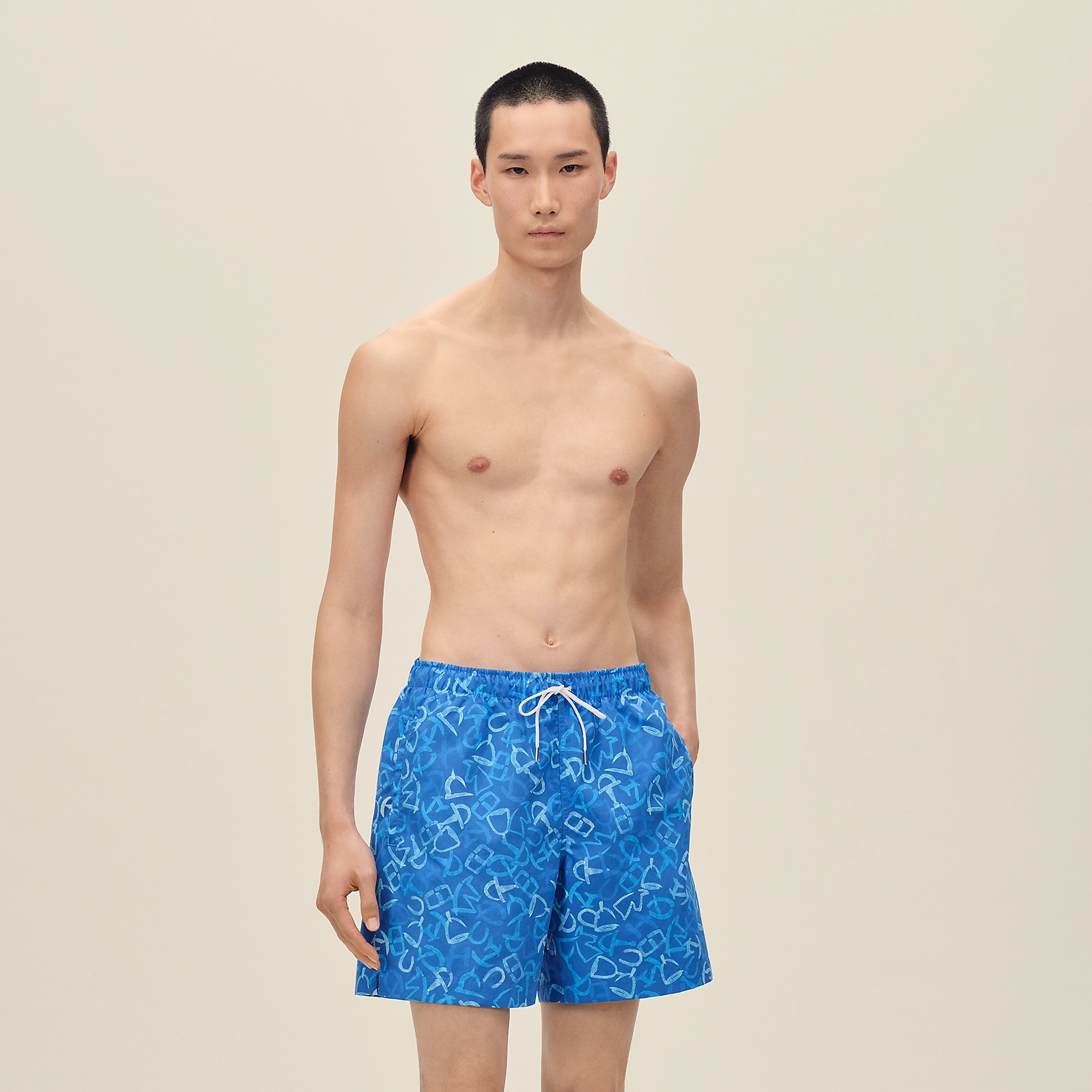 HERMES CALLIGRAPHIE EQUESTRE" SWIM TRUNKS BLEU VIF