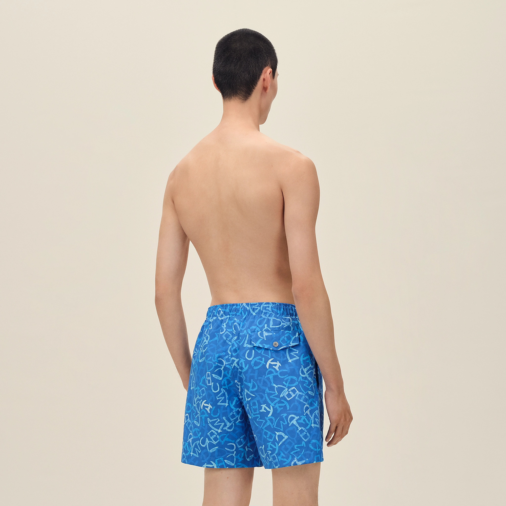 HERMES CALLIGRAPHIE EQUESTRE" SWIM TRUNKS BLEU VIF