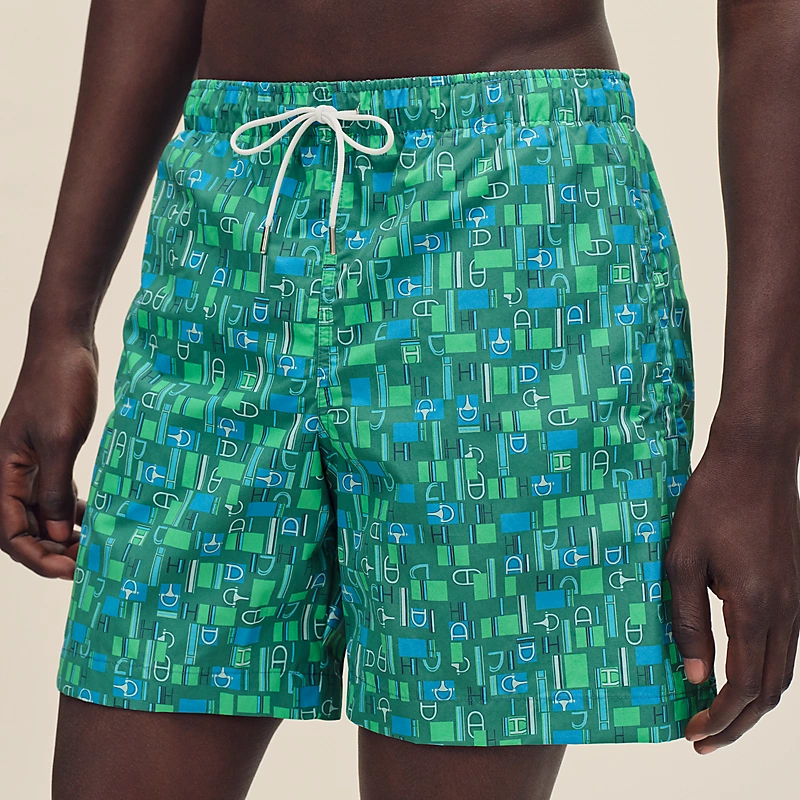 HERMES METAL AU CARRE" SWIM TRUNKS MENTHE