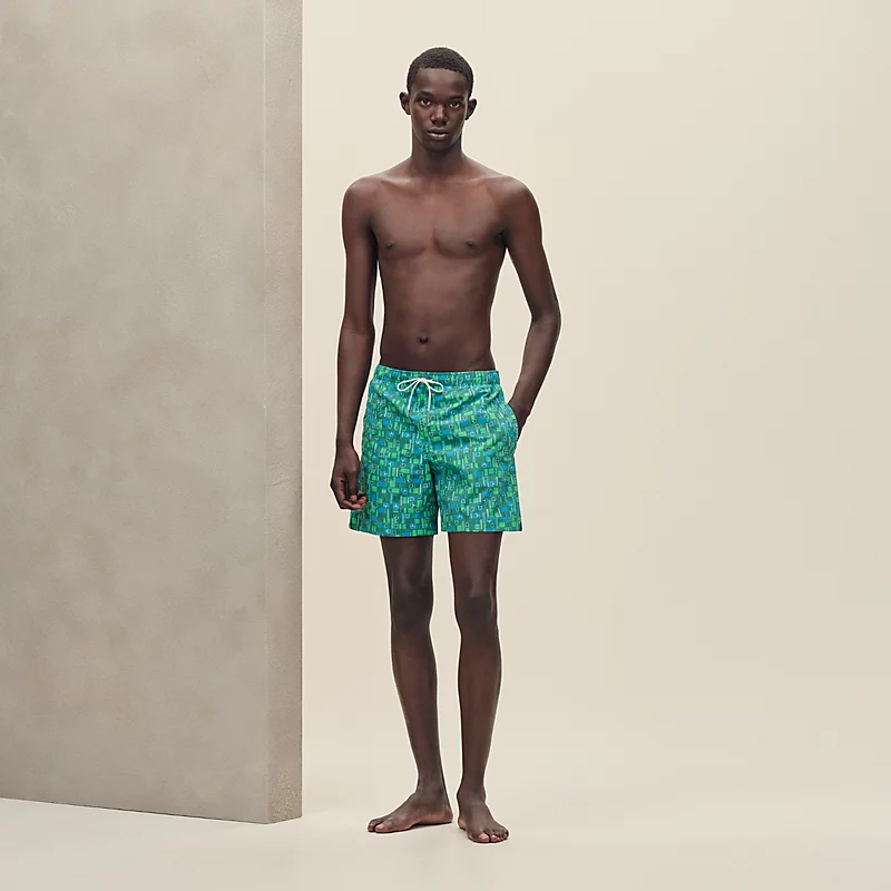HERMES METAL AU CARRE" SWIM TRUNKS MENTHE
