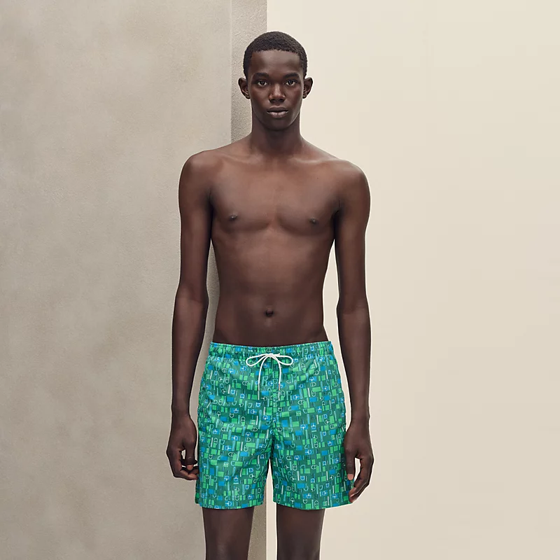 HERMES METAL AU CARRE" SWIM TRUNKS MENTHE