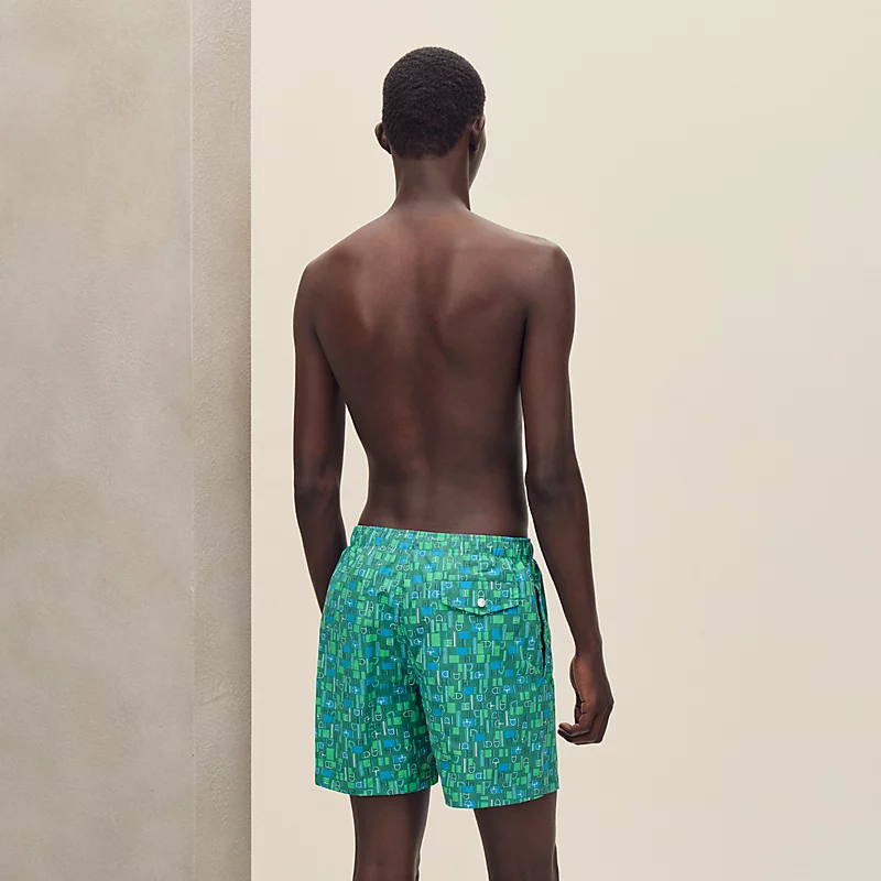 HERMES METAL AU CARRE" SWIM TRUNKS MENTHE