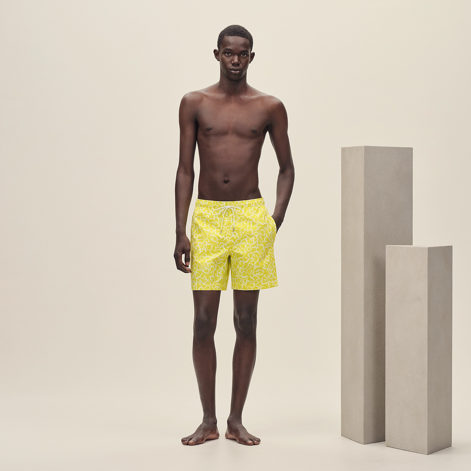HERMES CALLIGRAPHIE EQUESTRE" SWIM TRUNKS JONQUILLE