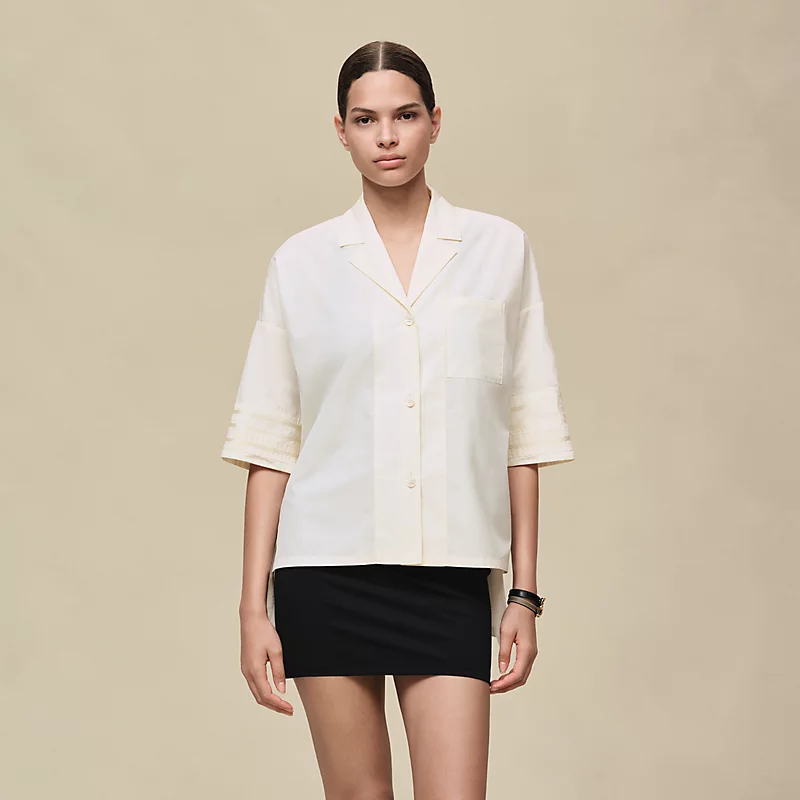 HERMES EMBROIDERED BEACH TUNIC BLANC CASSé