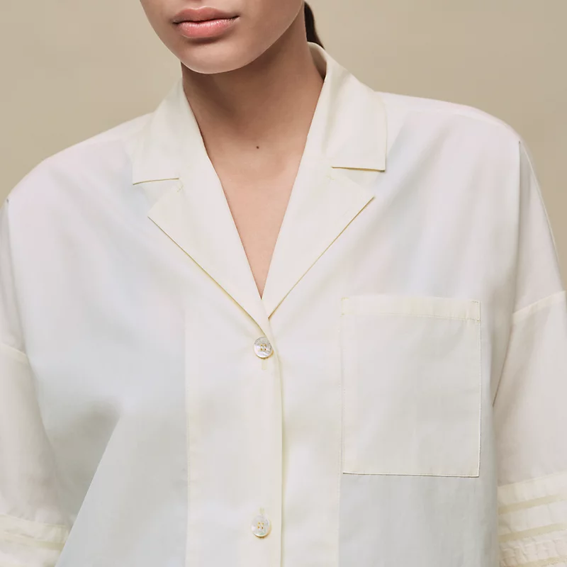 HERMES EMBROIDERED BEACH TUNIC BLANC CASSé