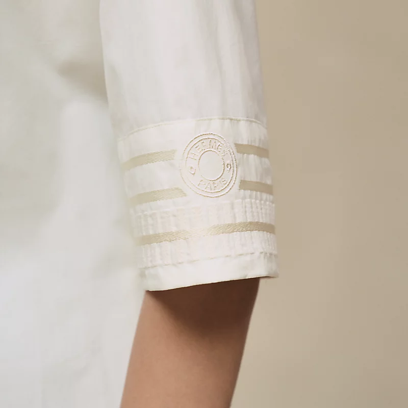 HERMES EMBROIDERED BEACH TUNIC BLANC CASSé