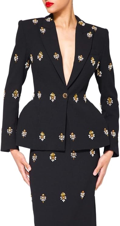 SERGIO HUDSON HAND EMBROIDERED EVENING BLAZER BLACK