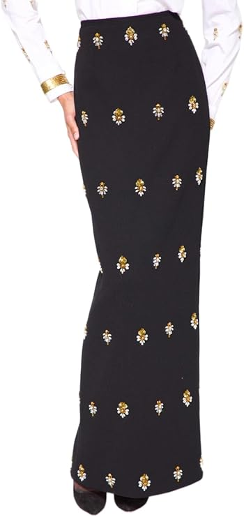 SERGIO HUDSON EMBROIDERED MAXI SKIRT  BLACK